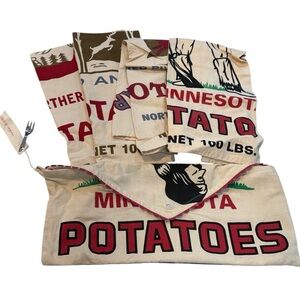 Moda Home | NWOT Repurposed Faux Potato Sacks From Minnesota 4 Towels and Pouch